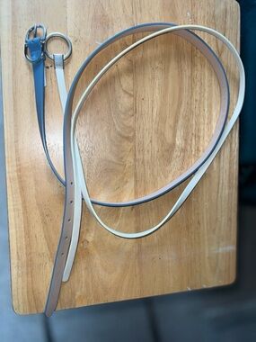 Two Pack light blue and cream skinny belts xxl 49”